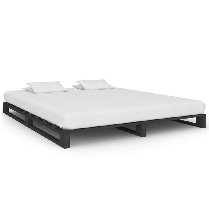 vidaXL Bedframe pallet massief grenenhout grijs 200x200 cm, Huis en Inrichting, Slaapkamer | Bedden, Nieuw, Verzenden
