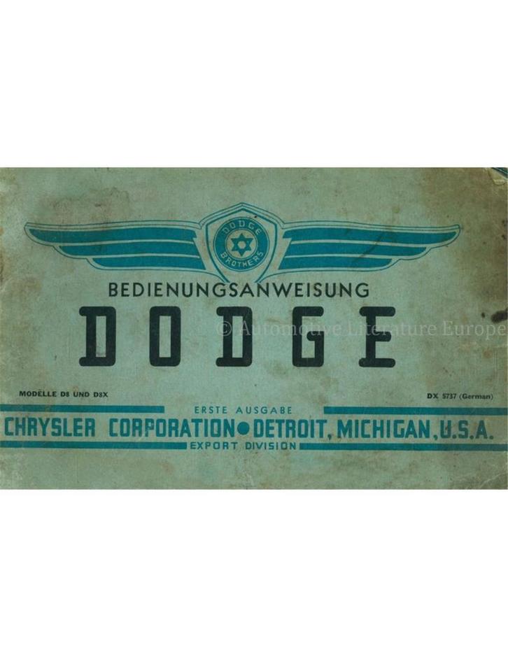 1938 DODGE D8 | D8X INSTRUCTIEBOEKJE DUITS, Auto diversen, Handleidingen en Instructieboekjes