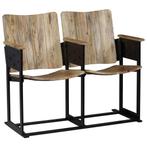 vidaXL Tweezitsbankje massief mangohout en staal, Huis en Inrichting, Fauteuils, Verzenden, Nieuw
