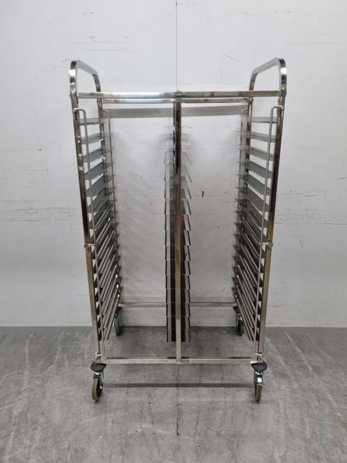 RVS Dubbele regaalwagen 30 x 60/40 cm Bakerynorm Euronorm, Zakelijke goederen, Horeca | Meubilair en Inrichting, Ophalen of Verzenden
