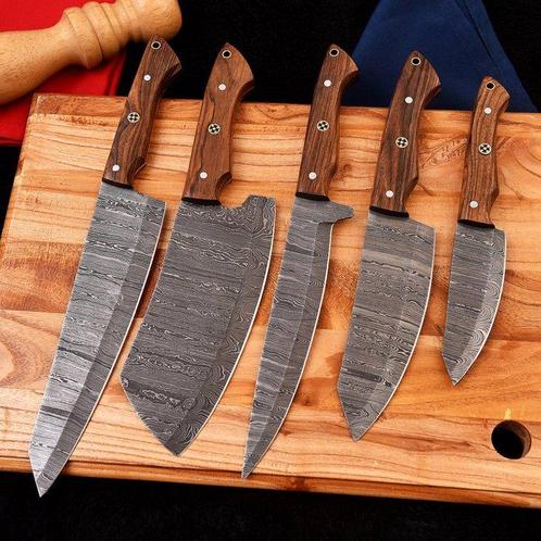 Keukenmes - Chefs knife - Hout en handgemaakt gevouwen, Antiquités & Art, Antiquités | Ustensiles de cuisine