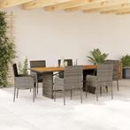 vidaXL 7-delige Tuinset met kussens poly rattan grijs, Tuin en Terras, Verzenden, Nieuw, Tuinset