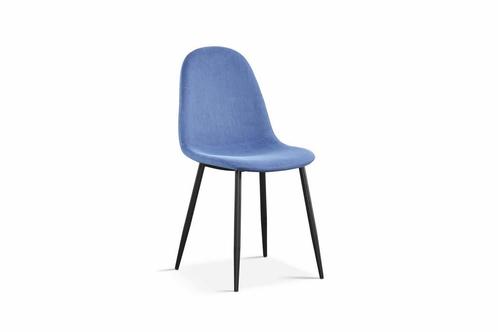 Veloursstoel - Boy - Blauw – Zwarte poten, Huis en Inrichting, Stoelen, Blauw, Nieuw, Stof, Ophalen of Verzenden