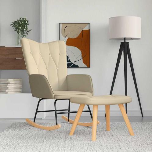 vidaXL Schommelstoel met voetenbank stof crèmekleurig, Huis en Inrichting, Stoelen, Nieuw, Verzenden