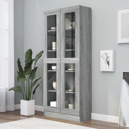 vidaXL Vitrinekast 82,5x30,5x185,5 cm bewerkt hout grijs, Huis en Inrichting, Kasten | Boekenkasten, Nieuw, Verzenden