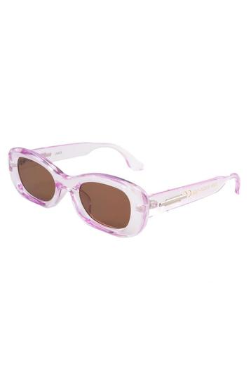 Zonnebril Y2K Rond Cat Eye Lila Montuur Bruine Glazen Dames, Ophalen of Verzenden