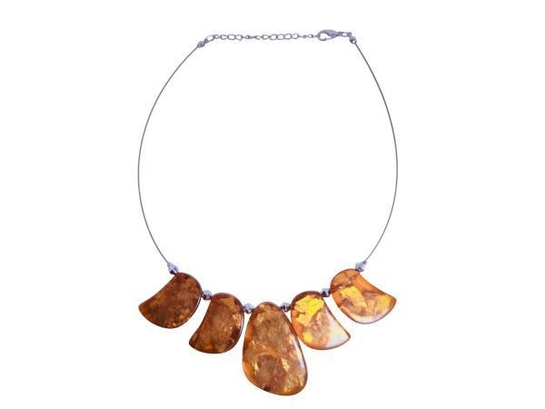 Veiling - Baltisch Amber Statement Collier met Sun Spangles, Handtassen en Accessoires, Kettingen