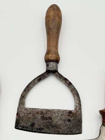 Cutter (3) - Hachoir à nourriture ancien - Bois, Fer, Laiton