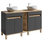 Badplaats Badkamermeubel Set Otero 140cm - Grijs met Eiken, Verzenden, Nieuw