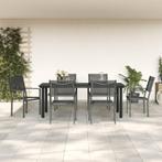vidaXL 7-delige Tuinset textileen en staal zwart, Verzenden, Nieuw, Tuinset
