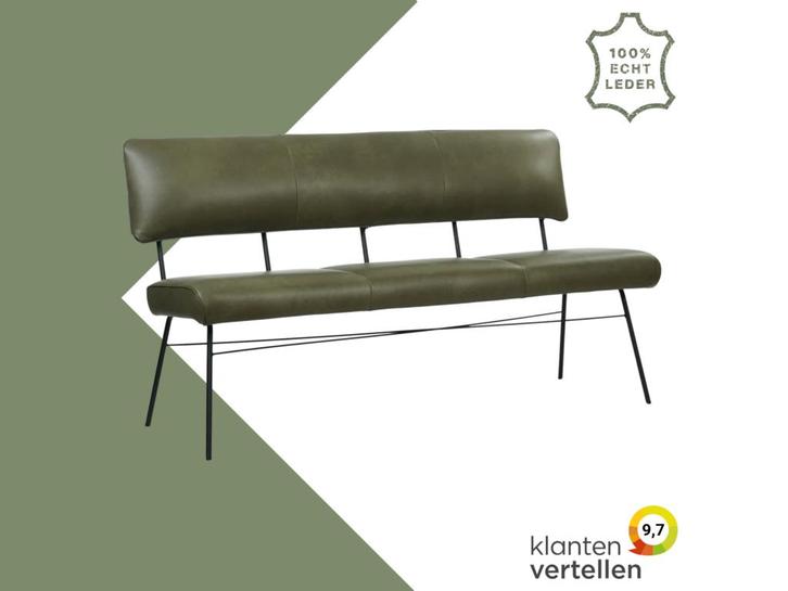 Leren eetkamerbank Solid - Granada Moss (olijf/groen) -, Antiek en Kunst, Antiek | Meubels | Stoelen en Sofa's, Ophalen of Verzenden
