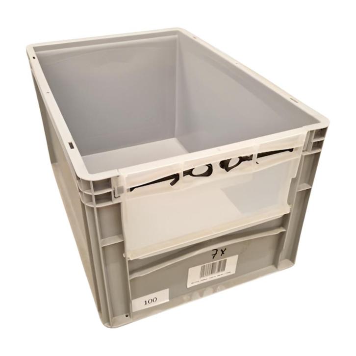 Magazijnbak 600x400x320 mm Met Luik/Klep Grijs Gebruikt, Zakelijke goederen, Kantoor en Winkelinrichting | Magazijn, Stelling en Opslag