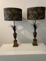 Staande lamp - Messing - Twee tafellampen - palmboom, Antiek en Kunst