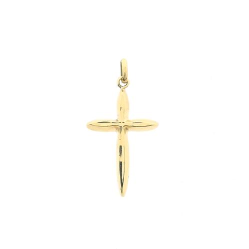 Gouden hanger van een kruis (religieus, kruis kettinghanger), Handtassen en Accessoires, Bedels, Gebruikt, Overige merken, Goud