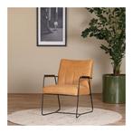 Cognac leren industriële fauteuil Right - Vintage Leer, Huis en Inrichting, Fauteuils, Nieuw, Ophalen of Verzenden, 50 tot 75 cm