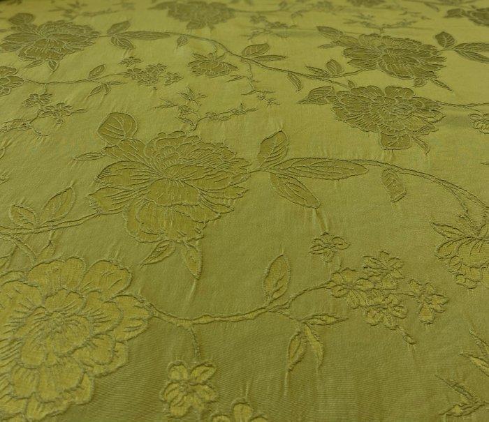Prestigieuze damaststof in semi-glanzend groen satijnmengsel, Antiek en Kunst, Antiek | Tapijten, Tafelkleden en Textiel