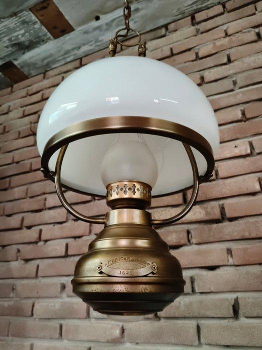 American Coop - American Coop 1850 - Lamp - Messing, Glas -, Antiek en Kunst, Curiosa en Brocante