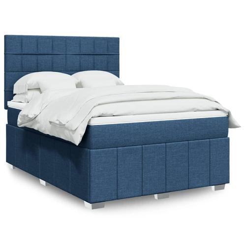 vidaXL Boxspring met matras stof blauw 160x200 cm, Huis en Inrichting, Slaapkamer | Bedden, Nieuw, Verzenden
