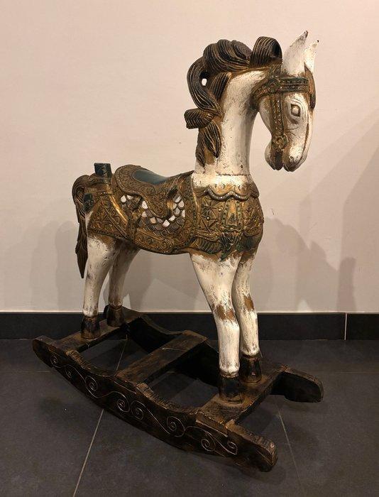Hobbelpaard - Handgesneden houten schommelpaard – Rajasthani, Antiek en Kunst, Kunst | Designobjecten