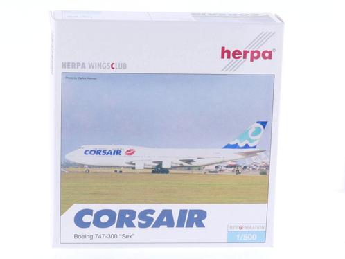 Schaal 1:500 Herpa 504140 Corsair Boeing 747-300 Sex Re..., Hobby en Vrije tijd, Modelbouw | Vliegtuigen en Helikopters, Zo goed als nieuw