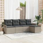 vidaXL 5-delige ligzetel set met kussens in lichtgrijs poly, Tuin en Terras, Verzenden, Nieuw