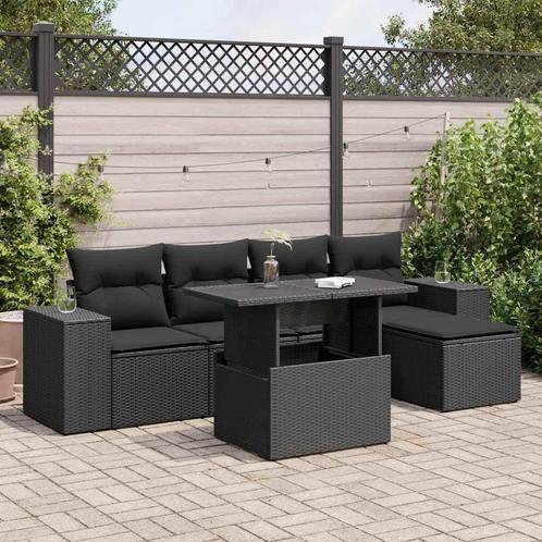 vidaXL Salon de jardin 6 pcs avec coussins noir résine, Jardin & Terrasse, Ensembles de jardin, Salons de jardin, Neuf, Envoi