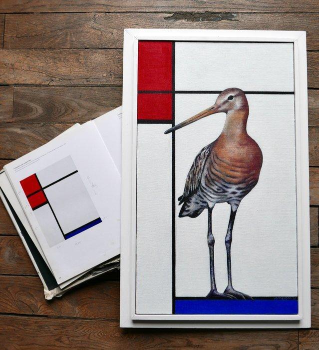 Jos Verheugen - Free after Mondrian, with Black-tailed, Antiek en Kunst, Kunst | Schilderijen | Modern