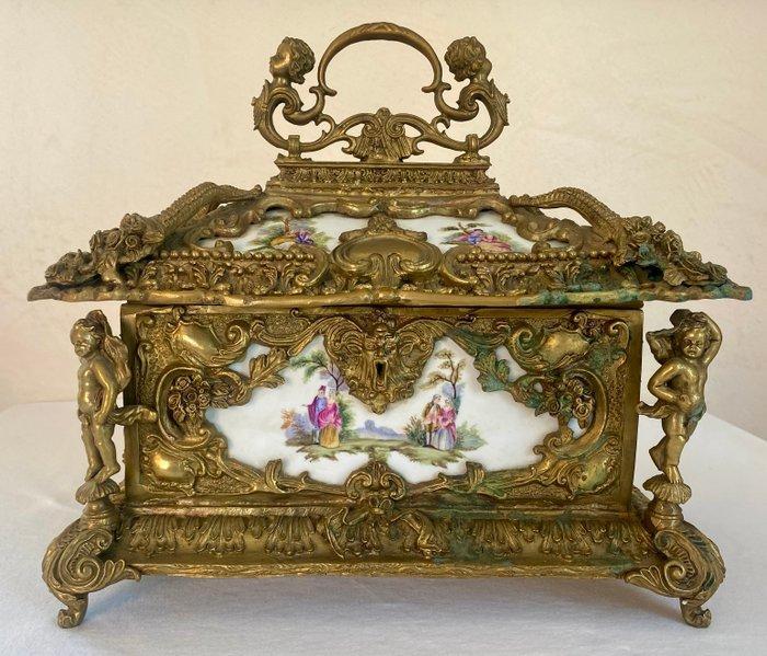 Doos - Brons, Porselein - In Napoleon III-stijl, Antiek en Kunst, Antiek | Meubels | Stoelen en Sofa's