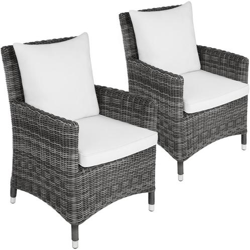 Set van 2 wicker stoelen Sanremo - grijs/wit, Jardin & Terrasse, Ensembles de jardin, Envoi