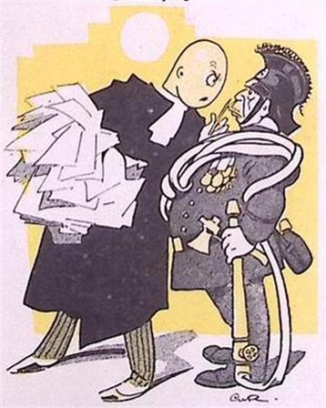 Spotprent Walter Gempp, brandmeester tijdens de Rijksdagb... beschikbaar voor biedingen