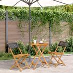 vidaXL 3-delige Bistroset poly rattan en massief hout zwart, Tuin en Terras, Tuinsets en Loungesets, Verzenden, Nieuw