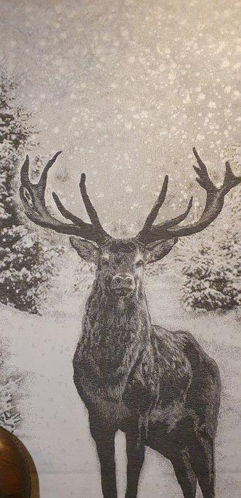 Arazzo in Jacquard van alpaca Cervo maestoso sotto la Neve, Antiek en Kunst, Curiosa en Brocante