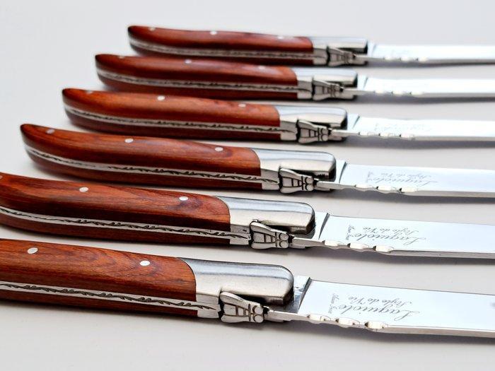 Laguiole - 6x Luxury Steak Knives - Rose Wood - style de -, Antiek en Kunst, Antiek | Keukengerei