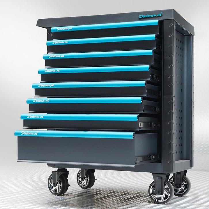 Datona Gereedschapswagen 8 lades met gatenborden en slot -, Doe-het-zelf en Bouw, Gereedschapskisten, Ophalen of Verzenden