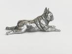 Personnage miniature - Massief zilveren liggende Franse Bull, Antiek en Kunst