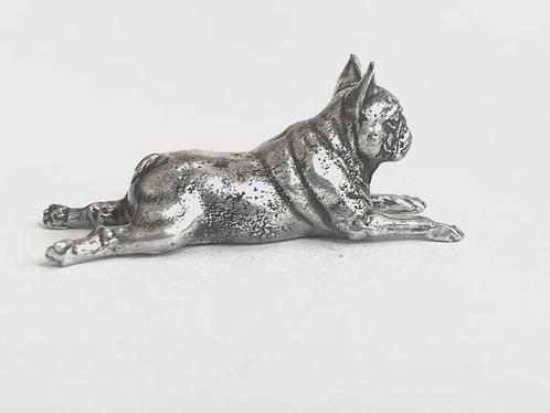 Personnage miniature - Massief zilveren liggende Franse Bull, Antiek en Kunst, Antiek | Zilver en Goud
