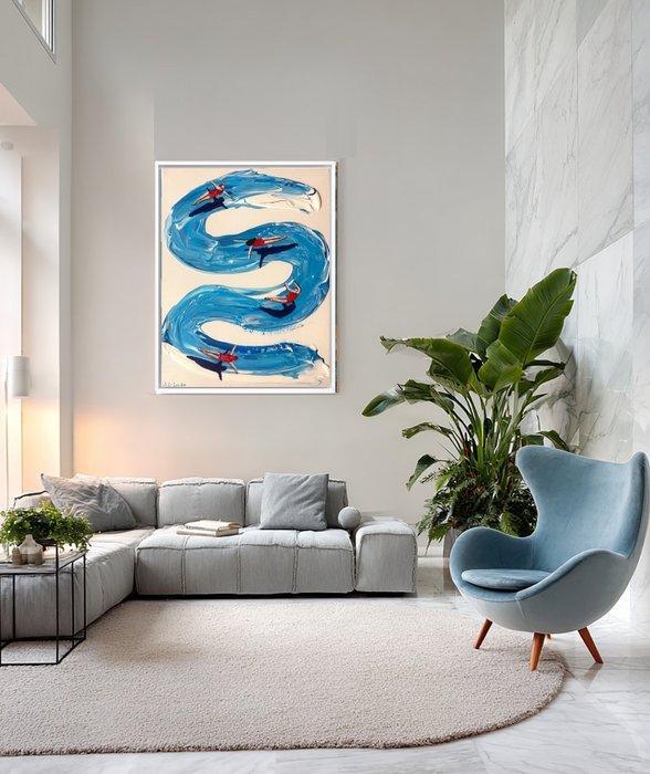 Juli Lampe - Swimming Lovers. Maintain Balance in the, Antiquités & Art, Art | Peinture | Moderne