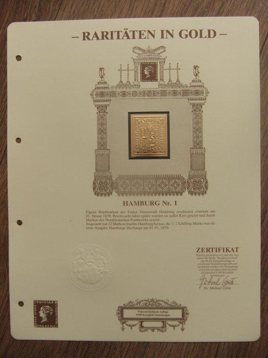 Goud - Raritäten in Gold - 39 bladen met gecertificeerde, Postzegels en Munten, Postzegels | Amerika