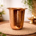 Puur koperen beker elegant gebogen met bloempatroon – 200 ml, Sport en Fitness, Ophalen of Verzenden, Nieuw