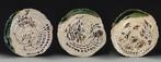 Set van 3 zeer grote Oribe-ware opladers - Steengoed - Japan
