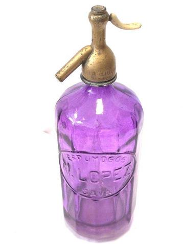 Bouteille - Siphon violet sculpté avec robinet en plomb, Antiquités & Art