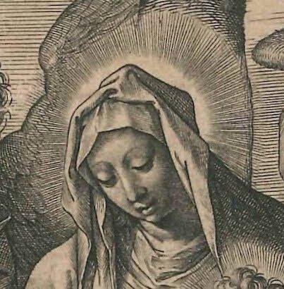 Hieronymus Wierix (1553-1619) - Madonna con il Bambino tra, Antiek en Kunst, Antiek | Overige Antiek