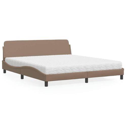 vidaXL Bed met matras kunstleer cappuccinokleurig 180x200 cm, Huis en Inrichting, Slaapkamer | Bedden, Nieuw, Verzenden
