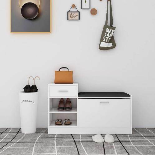vidaXL Schoenenbank 94,5x31x57 cm bewerkt hout hoogglans wit, Huis en Inrichting, Kasten | Schoenenkasten, Nieuw, Verzenden