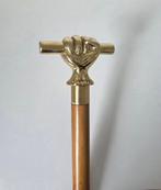 Unieke Wandelstok - Hout, Messing - Vuist met staf, Antiek en Kunst
