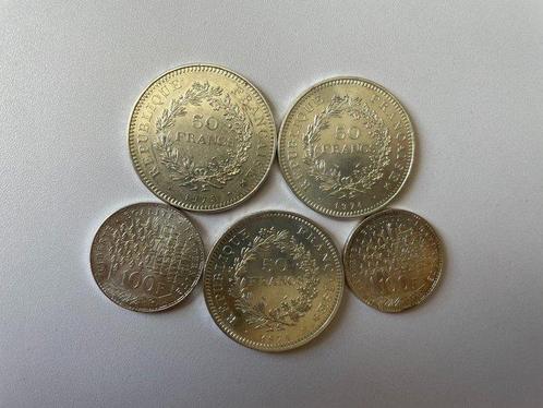Frankrijk. Lot de 5 monnaies en argent (50 Francs et 100, Postzegels en Munten, Munten | Europa | Niet-Euromunten