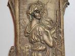 Art Nouveau woman brass relief based on Elisabeth Sonrel -