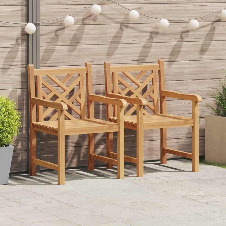 vidaXL Tuinstoelen 2 pcs Bruin 58 x 60 x 90 cm Massief, Tuin en Terras, Tuinstoelen, Nieuw, Verzenden