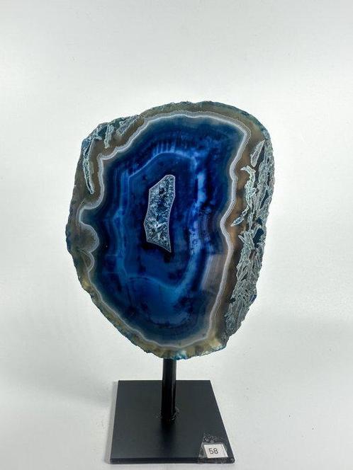 Agate with rock crystal geode on stand Geode - Hoogte: 140, Verzamelen, Mineralen en Fossielen