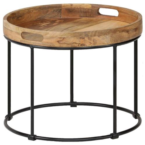 vidaXL Salontafel 50x40 cm massief mangohout en staal, Huis en Inrichting, Tafels | Salontafels, Nieuw, Verzenden